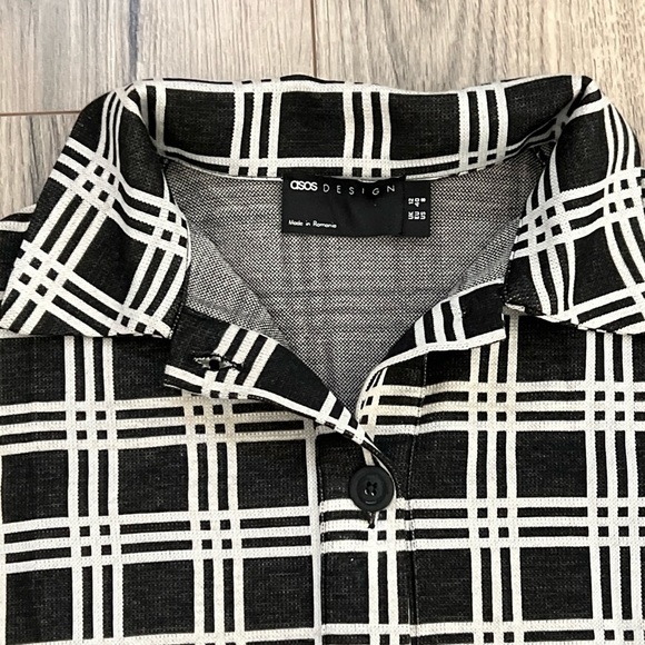 NWT ASOS Design Women’s Plaid Windowpane Print Shacket Shirt Jacket | US 8 - Picture 3 of 7